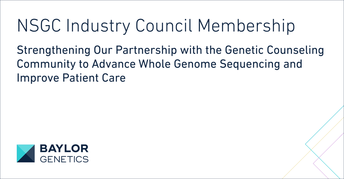 BaylorGenetics's tweet photo. We’re joining the NSGC Industry Council to deepen collaboration with the genetic counseling community and help shape the future of genomic care.

Looking ahead to the Innovation Summit and continued progress together. https://t.co/lUj24LvYUZ

#Genomics #NSGC #Innovation https://t.co/sXIPDPjzlW