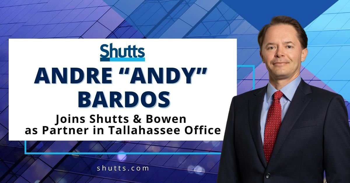 JimRosicaFL's tweet photo. Inbox: Tallahassee attorney Andy Bardos has decamped from GrayRobinson and joined @ShuttsBowen as partner, also in Tallahassee. Bardos has long represented Fla.'s state gov't as outside counsel; also  @FLSenate, as well as @myflhouse for redistricting. https://t.co/wvSlfMFVkn
