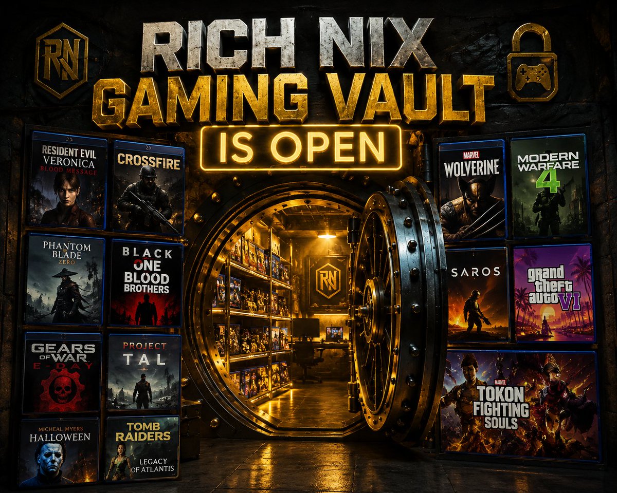 DOUBLETROUBLEZ4's tweet photo. RICH NIX GAMING VAULT IS OPEN! 🔐 These Are The Games Coming To The Vault — Cast Your Vote! 🗳️ Which Game Should We Stream First? 👇 Vote Below 👇 🎮 https://t.co/zYhUgrGi4S