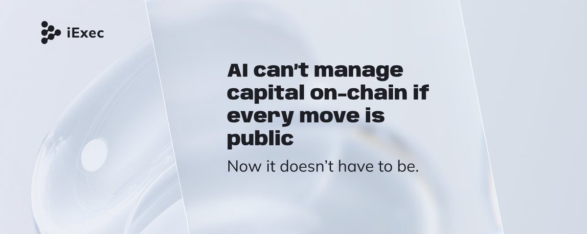 iEx_ec's tweet photo. For AI agents managing capital on-chain, transparency isn’t a feature.
It’s a leak.
Nox makes execution confidential by default, auditable on demand, with selective disclosure for auditors/regulators when required.
Rebalancing. Settlement. Allocation.
✅ All composable. https://t.co/QoTtYI98vA