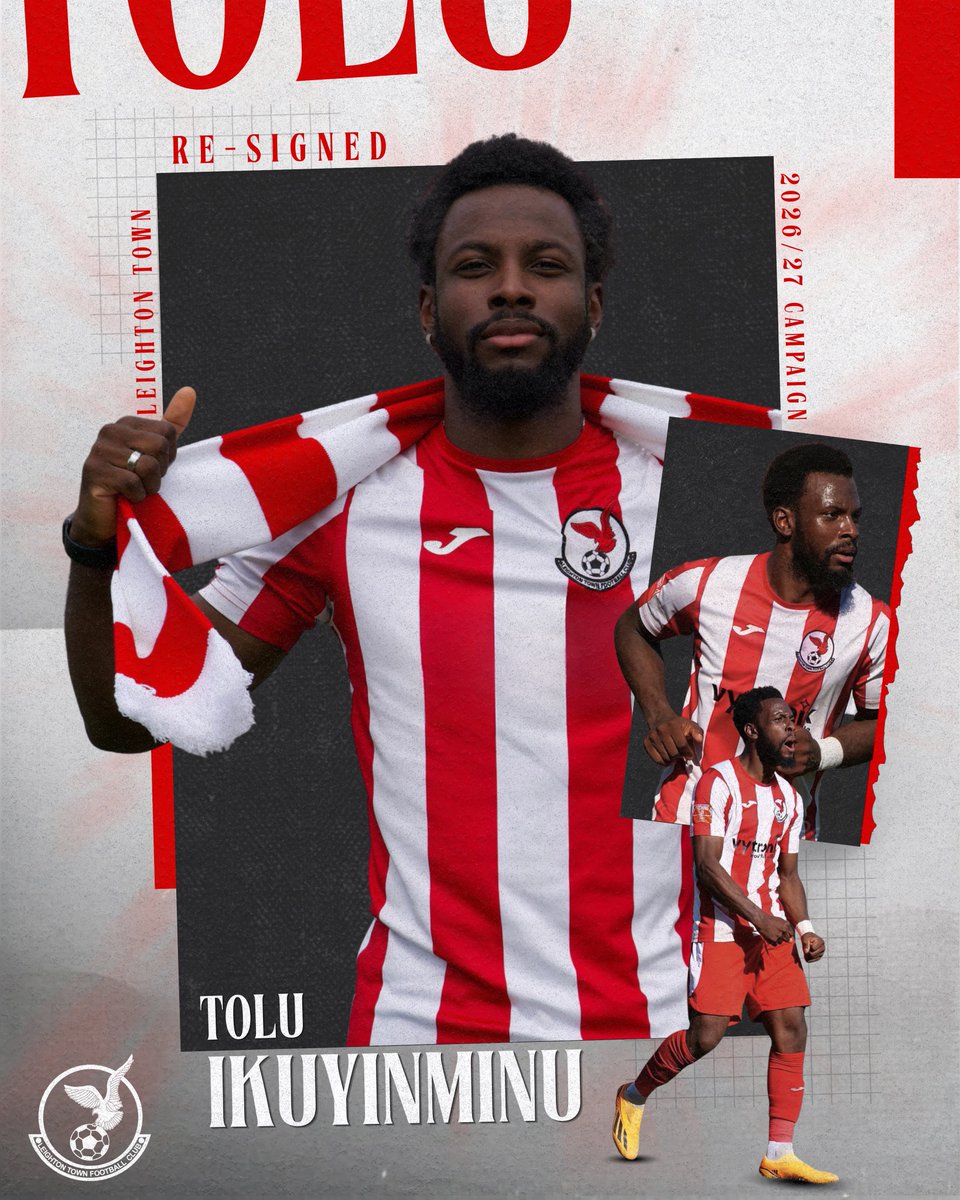 LeightonTownFC's tweet photo. 𝐓𝐎𝐋𝐔’𝐒 𝐆𝐎𝐈𝐍𝐆 𝐍𝐎𝐖𝐇𝐄𝐑𝐄! ✍️

Leighton Town are delighted to announce that our marauding wing back, Tolu Ikuyinminu, has re-signed with the club for our upcoming Step 3 campaign.

Tooooooooolllllllluuuuuuuuuuu! ❤️

#YourTownYourTeam https://t.co/YfJs8DeZup