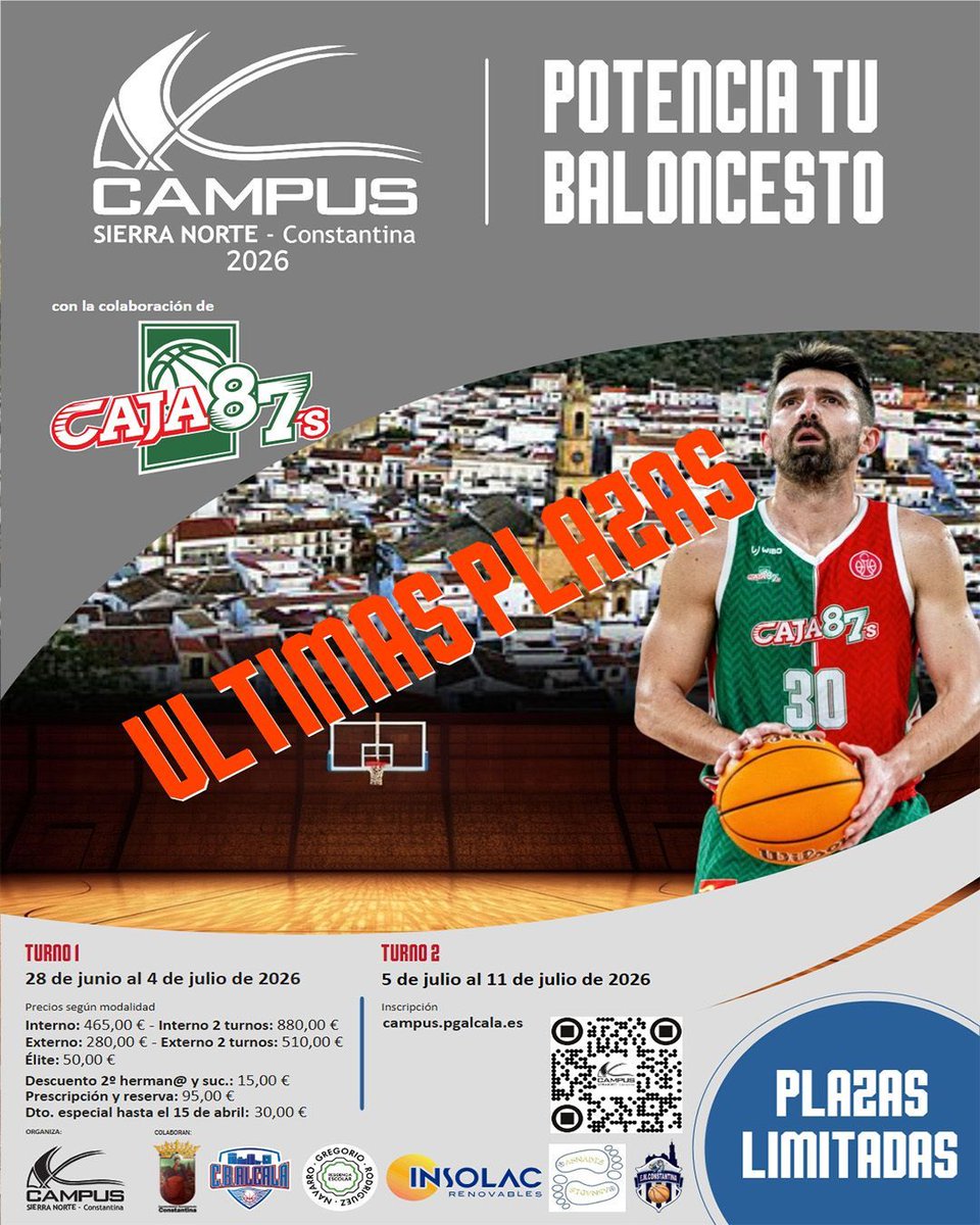 CBAlcalaG's tweet photo. 🏀⏳ Quedan pocos días para el #CampusSierraNorte2026 y las plazas se están agotando.

Una semana de baloncesto, diversión, convivencia y experiencias que recordarás todo el año.

🔥 Últimas plazas disponibles. ¡No te quedes fuera! #Baloncesto #CampusDeVerano https://t.co/A20JeRlsnm