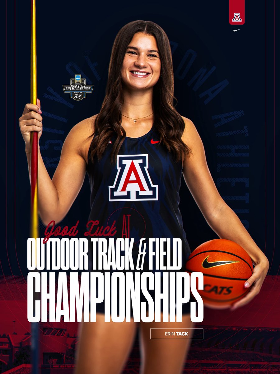 ArizonaWBB's tweet photo. Go get ‘em, Tack Attack! 🙌

Good luck to Erin Tack and @ArizonaTrack in Eugene, OR this week at the NCAA Outdoor Track &amp; Field Championships! https://t.co/Qm16BGCJpz
