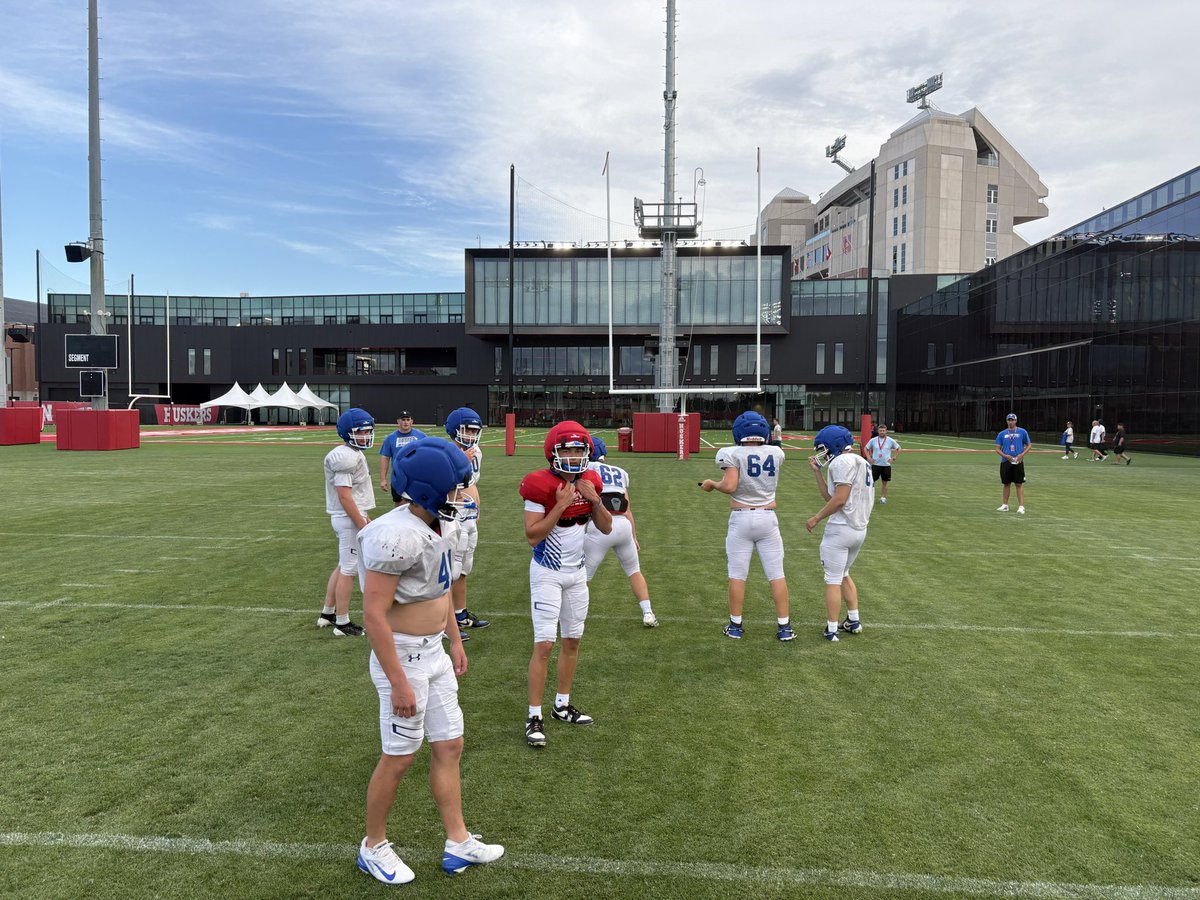 Coach_Frenzen's tweet photo. We had three great days in Lincoln attending the 2026 @HuskerFootball Team Camp! We had an opportunity to work with some great coaches and compete against some great high school football programs! We have seen amazing growth from our team this summer! #lakeviewvikes #threecheers https://t.co/pYsoptUioq