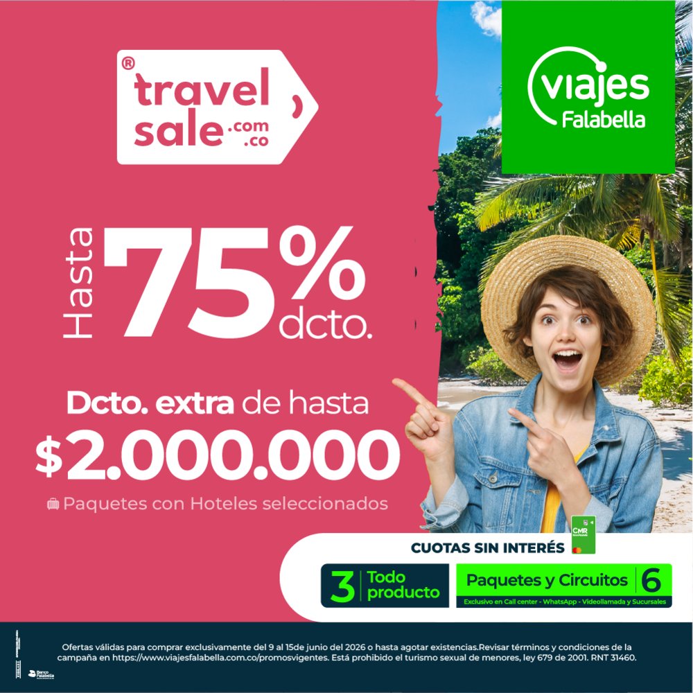 HotSaleCol's tweet photo. ✈️ Aprovecha de los mejores ofertas para tu próximo viaje! Aplica TyC.

https://t.co/HETLdyDAA4 https://t.co/vRK6DH5wQu