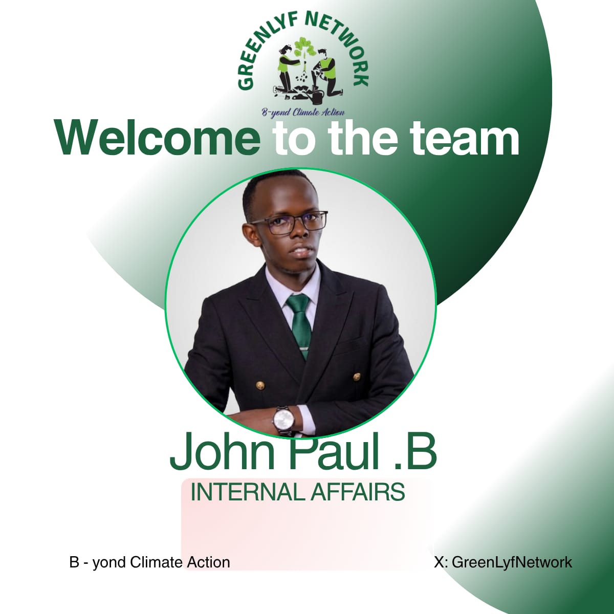 GreenLyfNetwork's tweet photo. Welcome to the team John Paul.
We look forward to your contribution to the team. https://t.co/fSuMNRZru1