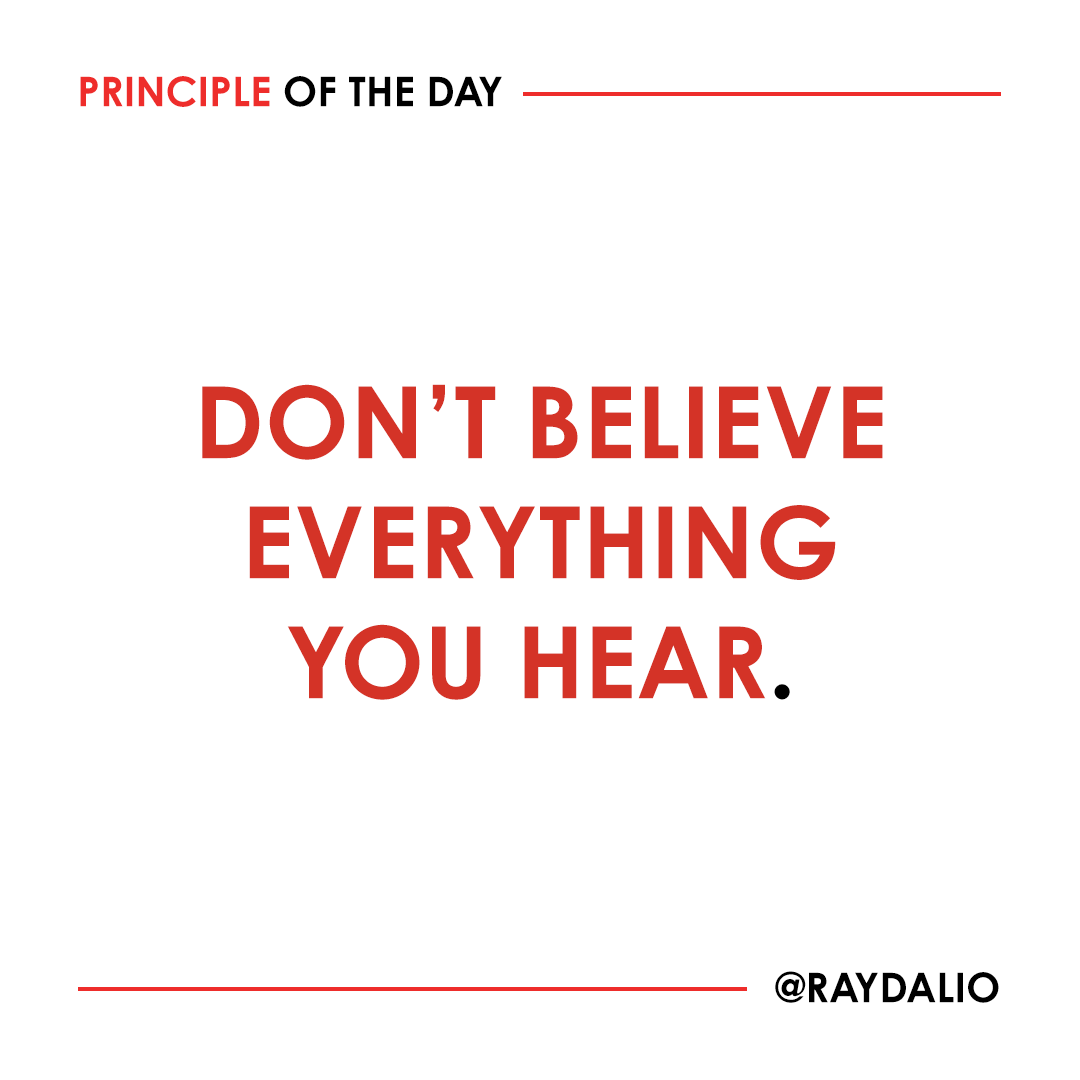 RayDalio's tweet photo. Opinions are a dime a dozen and nearly everyone will share theirs with you. Many will state them as if they are facts. Don't mistake opinions for facts. #principleoftheday https://t.co/qt31D8WvES