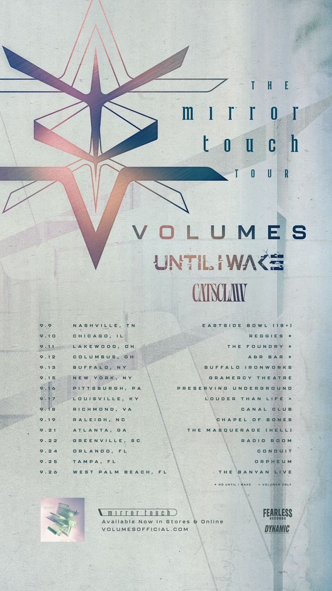 untiliwake's tweet photo. Stoked to announce we are hitting the road supporting Volumes on The Mirror Touch Tour Pt. 2‼️📣

* - no UIW
^ - Volumes only
https://t.co/zX0LGzuEmZ for tickets! https://t.co/6F5XX3W8Is