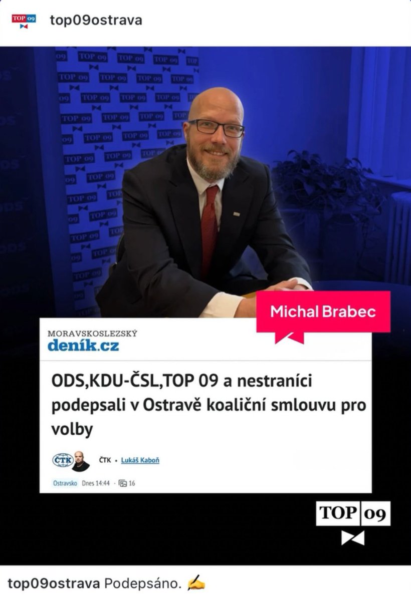 BrabecMis's tweet photo. Život je legrační místo. Původně jsem měl na podzim v plánu švihnout si dobrovolné vojenské cvičení, ale jak to tak bývá, budu to muset o pár měsíců odložit, jelikož jsem se stal leaderem Topky do ostravských komunálek.
Takže se těším, že se někde potkáme.

Stay tuned. https://t.co/BnJaKOLff6