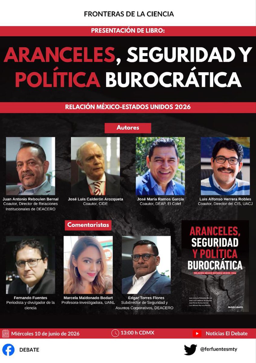 MarcelaBodart's tweet photo. Mañana tendremos el gusto de presentar el libro: “Aranceles, Seguridad y Política Burocrática. Relación México - Estados Unidos 2026” 📚
📅 Miércoles 10 de junio de 2026 | 🕚 13:00 horas (CDMX)
📺 Transmisión en vivo
Los esperamos‼️🙏🏻
@GpoDeacero @ramos468 @ferfuentesmty @DeaceroOficial @GRUPODEACERO 
#TMEC  #SeguridadNacional #Tariffs
 #Geopolitics #Geoeconomics