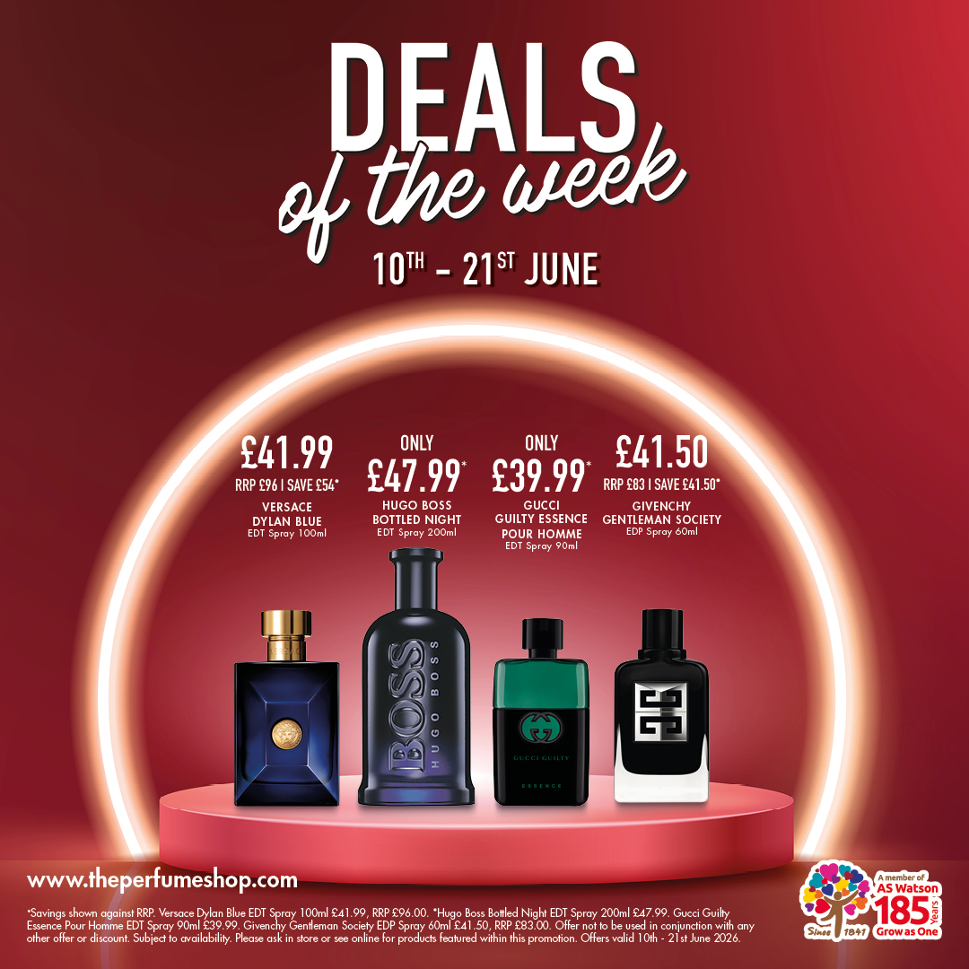 ClydeShopping's tweet photo. This weeks exclusive deals available for all customers at The Perfume Shop.
Visit us instore today.
#Spring2026 #theperfumeshop #tpssc
@theperfumeshop @TPS_Clydebank https://t.co/LMTYuWR3FT