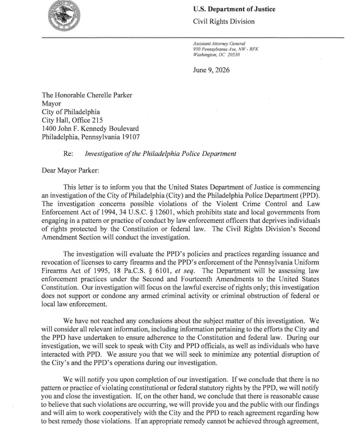 hannahhill_sc's tweet photo. Well, this is exciting! Philadelphia is now in @AAGDhillon's crosshairs for unconstitutional and illegal carry permit issuance delays - specifically still using the "good cause" requirement in direct defiance of Bruen. https://t.co/PdUI7Rd3RB