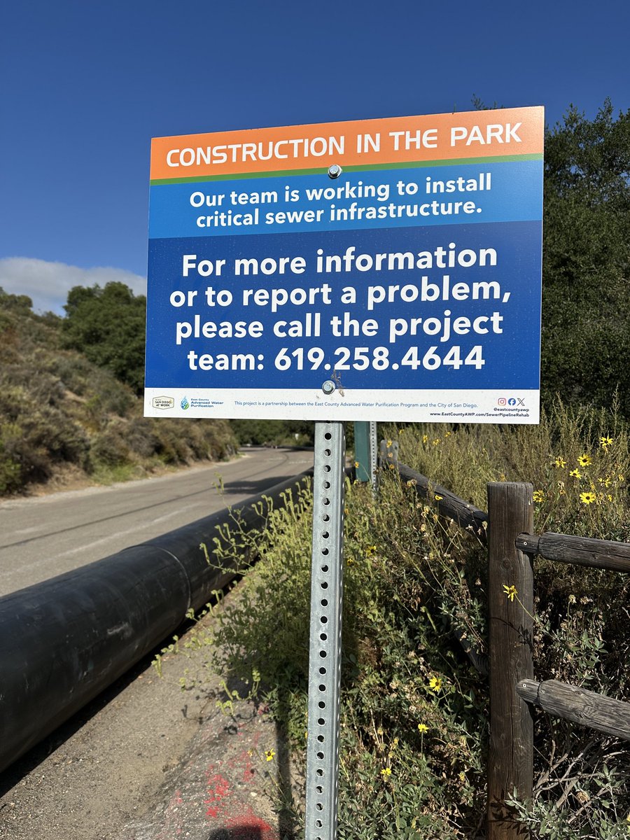 EastCountyAWP's tweet photo. Good news! 🎉 Pipeline construction in Mission Trails Regional Park is now 75% complete. We appreciate everyone’s patience and support as improvements continue to take shape. If you have any questions, please give us a call at 619.258.4644. #EastCountyAWP https://t.co/tgvjGu0SXQ