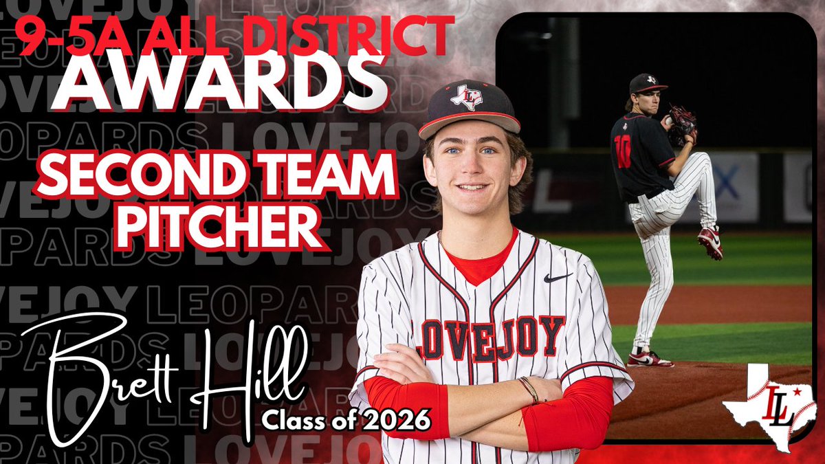 LLDiamondClub's tweet photo. 🔥 ALL-DISTRICT SECOND TEAM PITCHER! 🔥

Huge congratulations to Brett Hill on earning 2nd Team All-District honors on the mound! Brett was absolutely dominant for the Leopards all season, delivering clutch performances and giving us a chance to win every single time he took the hill.

Thank you for your hard work, ice-cold composure, and dedication to this championship run, Brett! 🐆⚾️💎

#LeopardNation #LovejoyBaseball #AllDistrict #Ace #GoLeopards