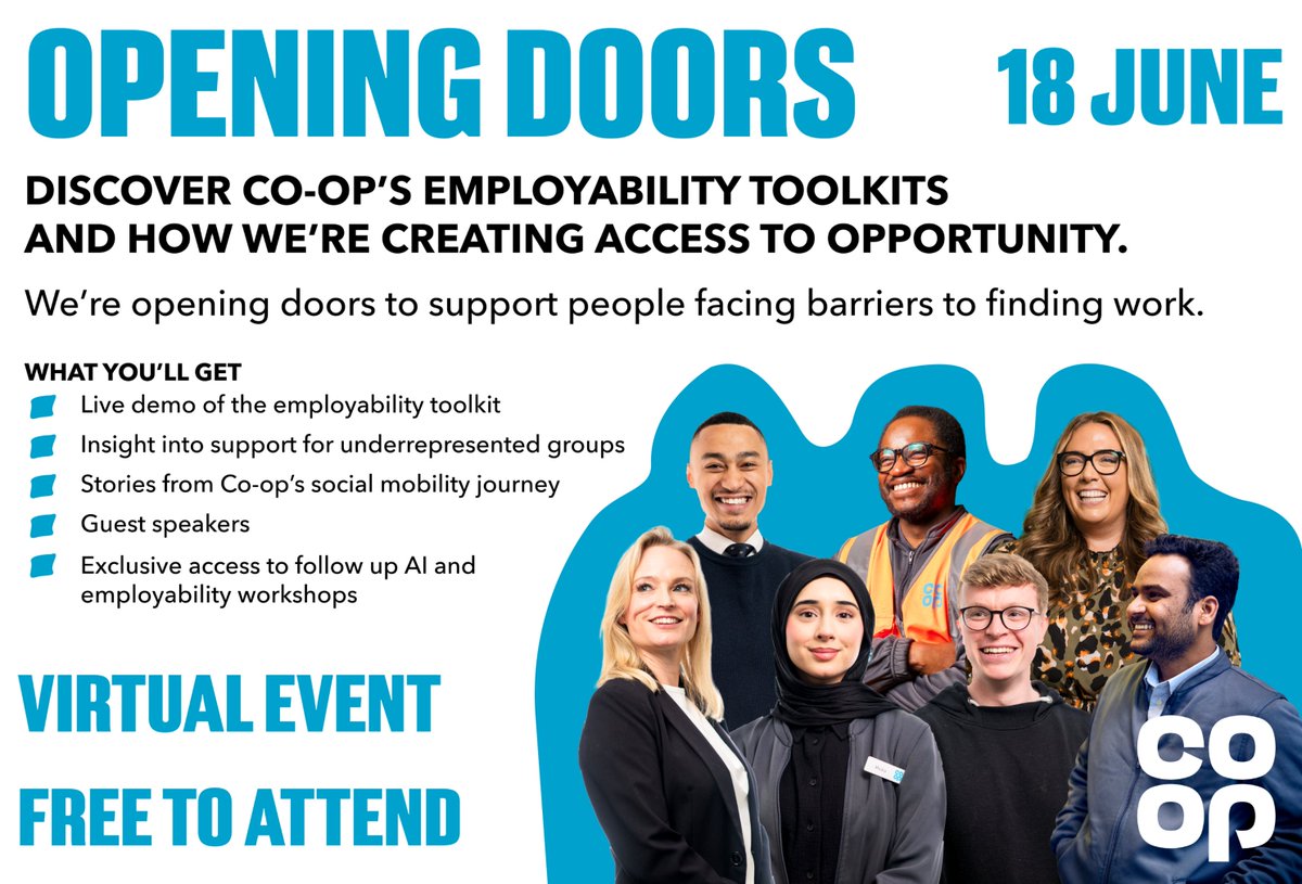 AndyPetes's tweet photo. Co-op exists to give value back to our members and their communities, and that means taking action to support social mobility 🙌 Join us virtually on 18 June to find out more about Co-op’s new employability toolkits: https://t.co/W6kuE3bXQi https://t.co/7gCQbqbBDU