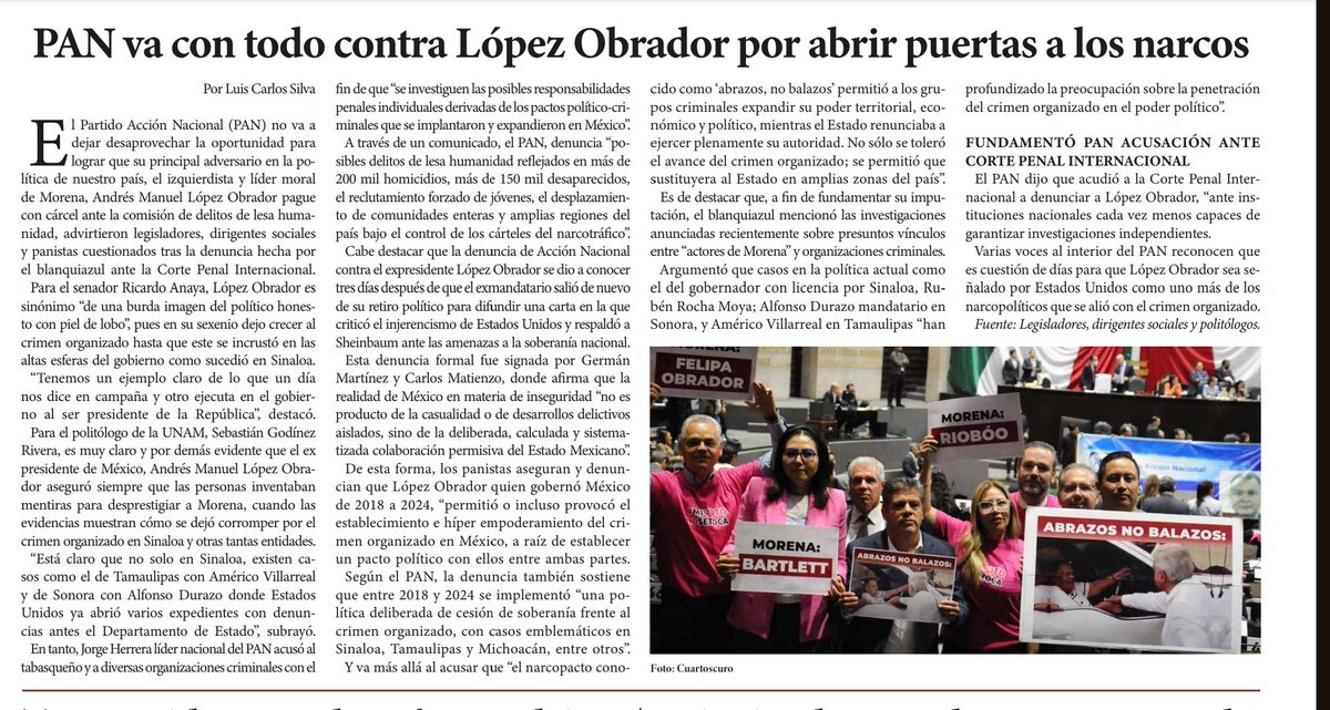 SebastinGodnez3's tweet photo. Comparto la entrevista que me hicieron para @ElIndpendiente sobre los nexos de #Morena con el crimen organizado.

La herencia de #Lopez  a #Sheinbaum y los pactos de dinero, poder y crimen.

#NarcoPolíticos #NarcoRégimen #morenanarcogobierno https://t.co/Sfm2MR81HD