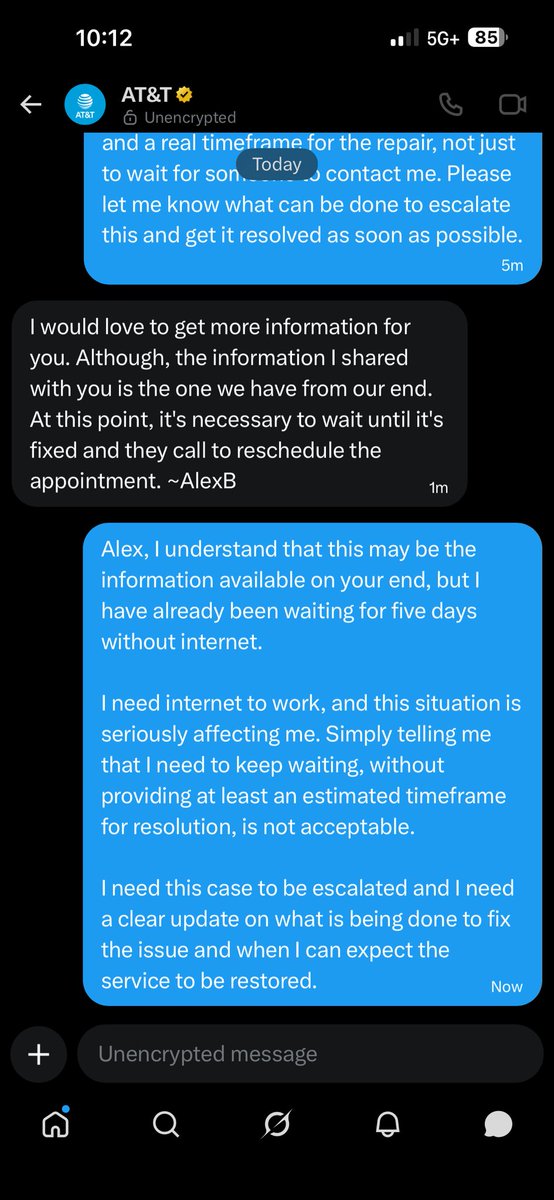 henriqueguthof1's tweet photo. AT&amp;T, 5 days without internet, no timeline and no solution. This affects my work, my kids’ vacation, and even DirecTV Streaming. Support only tells me to wait. Thanks for the lack of care. https://t.co/9fycQIRk0h