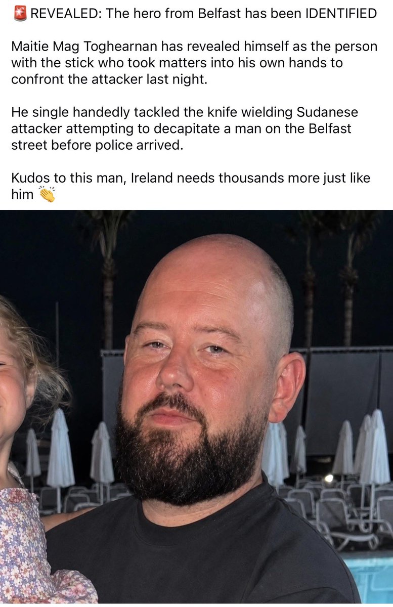 ConservativeUk1's tweet photo. This man is an absolute legend for his heroic actions against that thug in Belfast! #belfast #knifeattack https://t.co/W4dgnxIHUf