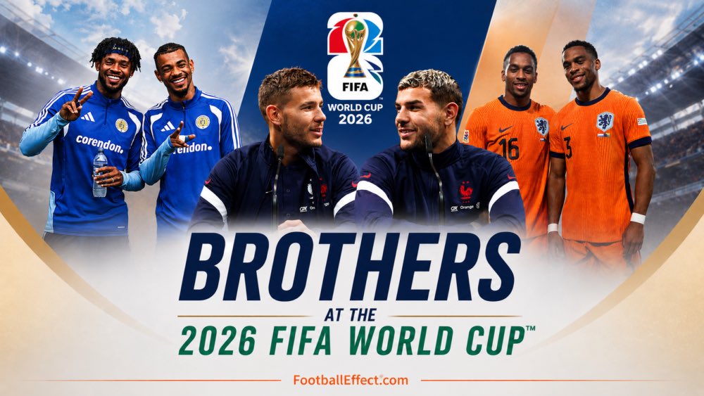 Footballeffect7's tweet photo. Brothers at the 2026 FIFA World Cup: 8 Families, One Dream

The television director knew exactly where to point the camera. Guéla Doué had just swept the ball past Mike Maignan, Ivory Coast’s bench had erupted into pure chaos, and in the stands at Stade de la Beaujoire, the travelling Elephants supporters were singing something that shook the old concrete. 
None of that was the shot. The shot was from the bench on the other side. Sitting there in a pale blue training top, watching his older brother sprint toward the corner flag on June 4, 2026, was Désiré Doué. 
He smiled first. 
A wide, involuntary, can’t-help-yourself smile that lasted maybe two seconds before something else crossed his face entirely, something caught between brotherhood and the loyalty that comes with a national shirt. The cameras caught all of it, and the clip travelled everywhere by morning.
After scoring, Guéla kicked the corner flag with its French Football Federation logo, a provocation that carried the specific energy of a family argument taken onto a public stage. Ivory Coast won 2-1, the first time in their history they had beaten France, and Guéla was involved in both goals. 
Soccer

Désiré spent the entire match on the bench. His brother had the last laugh, and the whole world watched it happen.
That night in Nantes was a preview. 
In a few days, both players will travel to North America as part of the 2026 FIFA World Cup, carrying the same family name into different dressing rooms, different badge colours, and different national dreams. They are not alone. 
This tournament, the largest in World Cup history at 48 teams, carries eight confirmed pairs of brothers into its groups and knockout rounds, a number that reflects both the expanded tournament field and the increasingly complicated reality of how modern footballers relate to nationality, heritage, and home.