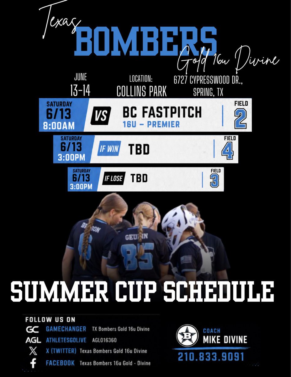 Scarsoftball85's tweet photo. Here is an updated schedule for this weekend in Spring, TX. @TakeCharge_SB @chipkick24 @coachwilsonTLU @CoachGJCary @Coach_McNutt @sjg__85 @Soonergirlmama https://t.co/FKKuKPJugL