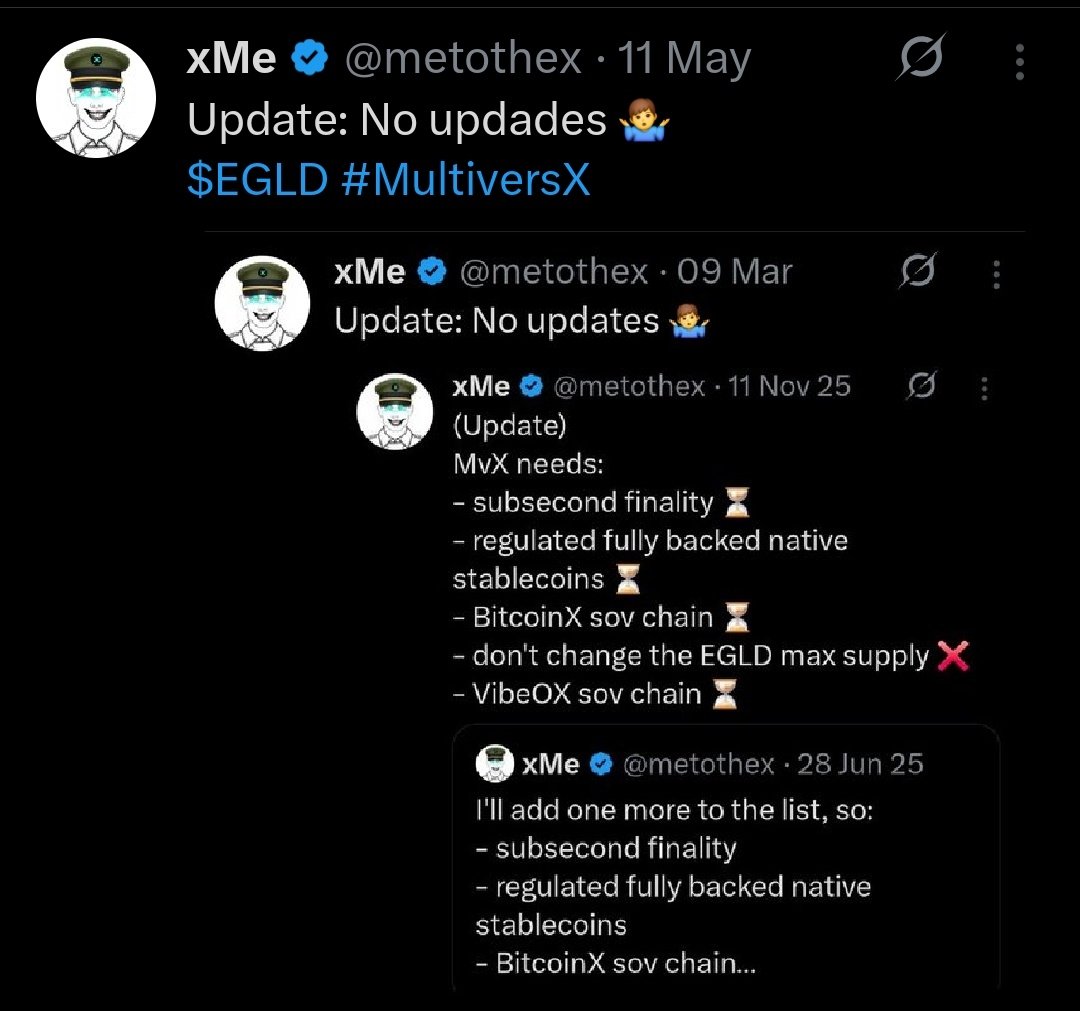 metothex's tweet photo. Update: No updates 🤷‍♂️
$EGLD https://t.co/9DW5X3dAlm