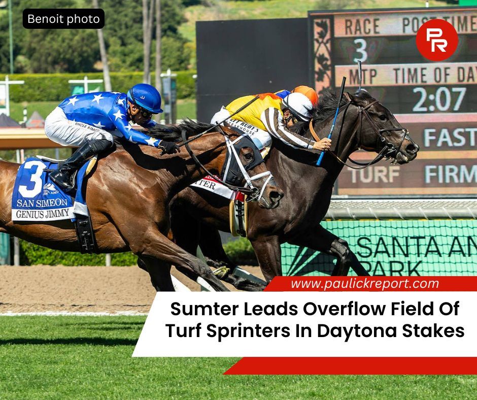 paulickreport's tweet photo. Richard Mandella trainee exits a nose victory in the G3 San Simeon: https://t.co/eGTc5WC8tP https://t.co/6rgV8AMF18