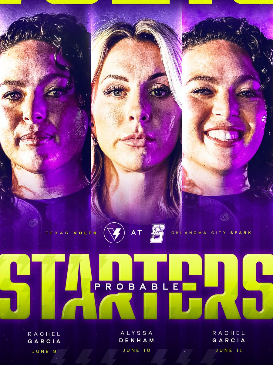 AUSL_Volts's tweet photo. Probable starters for our opening series in OKC

Game 1: Rachel (but serious)
Game 2: Alyssa Denham
Game 3: Rachel (but happy) https://t.co/zwQ8Ldj6eF