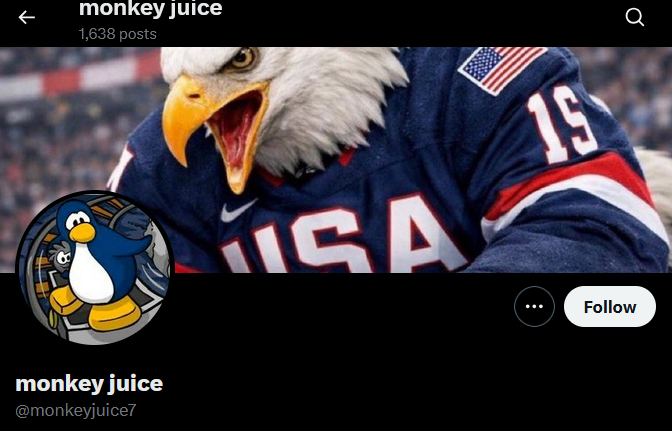 JosherGrobin's tweet photo. @monkeyjuice7 @ballfartmonkey2 flag and country bird in header image https://t.co/w0gv1Bg7Dq