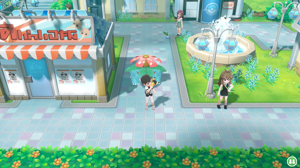 MandJTV_Michael's tweet photo. Bubbly Basin in the Pokopia Expansion Pass appears to be Cerulean City. The path and blue roofs are very similar. Additionally, the bridge appears to be Nugget Bridge. It isn't golden, but the shape is identical (and the colors could have faded underwater). https://t.co/G3tNWxs7Cm