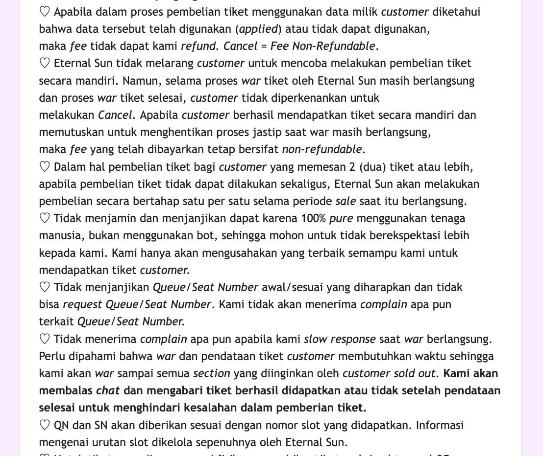 Eternal Sun Ticketing Service | Jastip | Jaswar tweet media