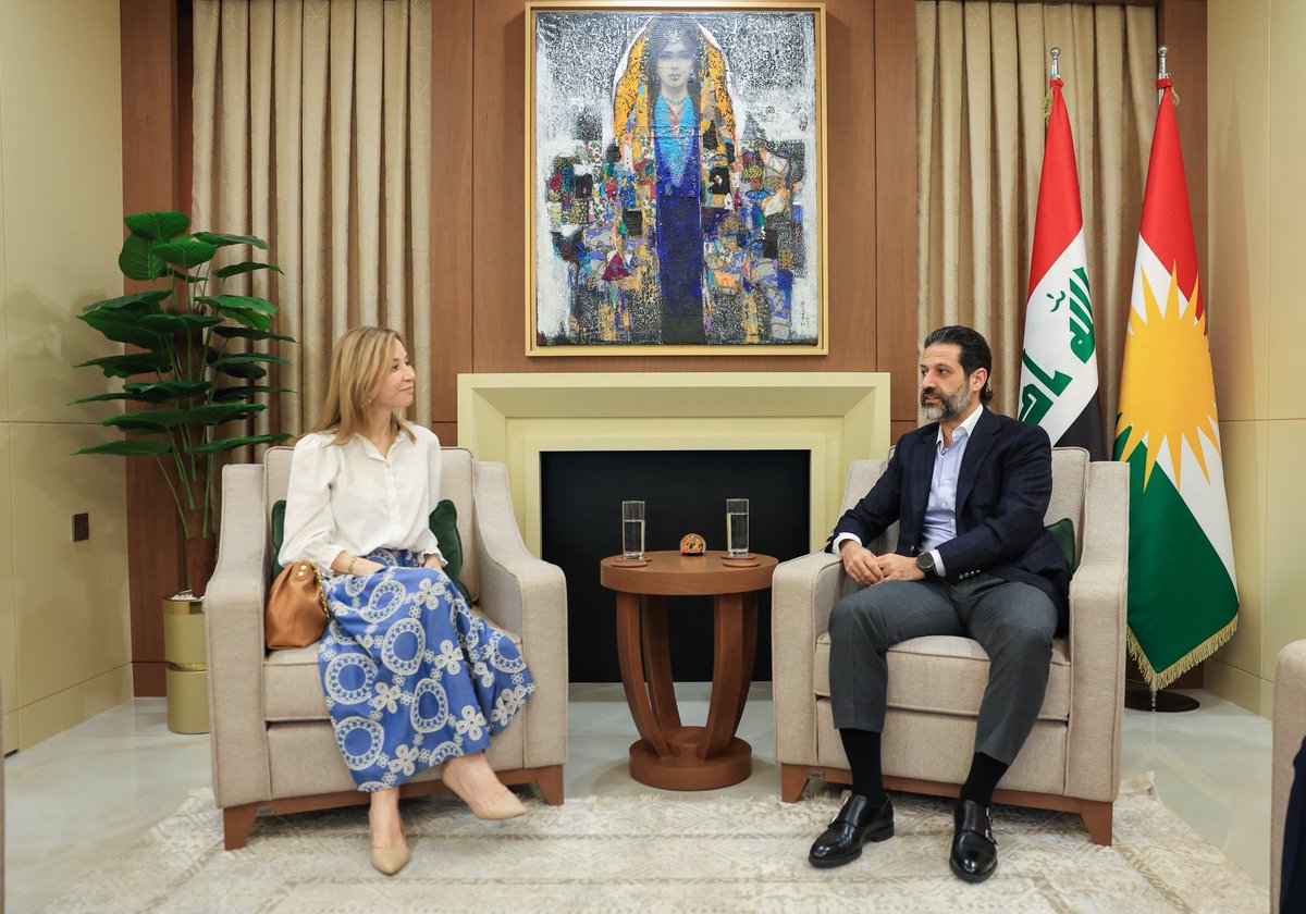qubadjt's tweet photo. I was pleased to welcome H.E. Alicia Rico Pérez del Pulgar, Ambassador of Spain to Iraq. We agreed that Iraq’s new government should place economic development at the center of its agenda, and that Baghdad and the Kurdistan Regional Government must work in close coordination and cooperation to advance shared prosperity and sustainable growth.