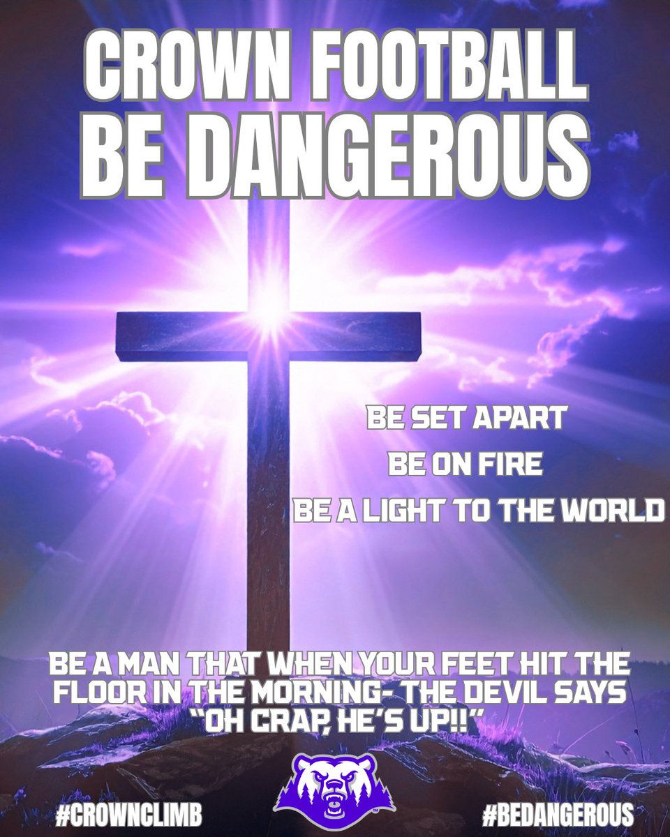 _Coach_Franz's tweet photo. If you want to be like everyone else... 

@CrownCollegeFB is NOT for you! 

If you want to BE DANGEROUS and Chase after JESUS!! 

THEN THIS IS HOME!!!

#CrownClimb #BeDangerous https://t.co/87nA0yprOE