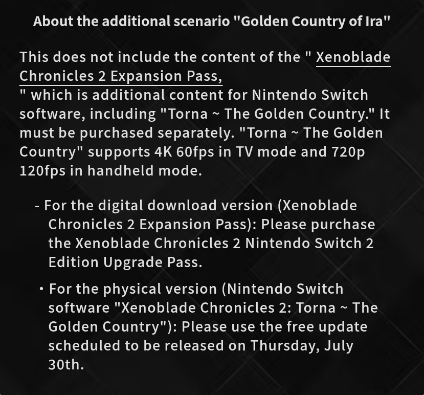 trailsofgamer's tweet photo. It seems that Torna DLC is not included in the Switch 2 edition of Xenoblade Chronicles 2. For physical owners of Torna, it seems that we're getting a free upgrade for it! 😳

(Google translated from Nintendo JP's website for Xenoblade Chronicles 2 Switch 2 Edition). https://t.co/NaJ29xCp63