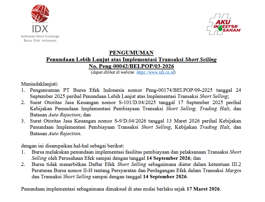 SSugiman33125's tweet photo. @KenalKripto short selling ditunda sejak maret 2026 sampai september 2026.
aksi jual ETF EIDO di bursa US memaksa Blackrock menjual saham-sahamnya di Bursa Indonesia, krn itu Mei - Juni 2026 kemarin IHSG ambruk.
kenaikan IHSG hari ini murni bounce saja. https://t.co/gYeQyXlB1k