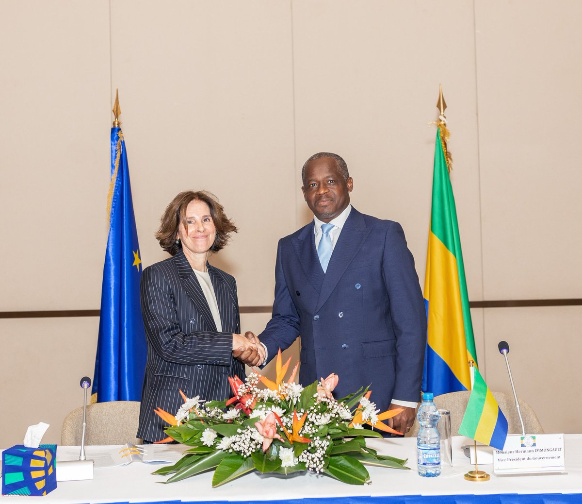 UEauGabon's tweet photo. 🇪🇺🤝🇬🇦 Le Dialogue de Partenariat UE-Gabon s’est tenu à Libreville sous la coprésidence du VP Hermann IMMONGAULT et @AmbUEauGabon.

Forte mobilisation des deux parties, avec la participation des ambassadeurs de l’UE résidents et non-résidents accrédités au Gabon.
1/2 https://t.co/dIomDm8sp1