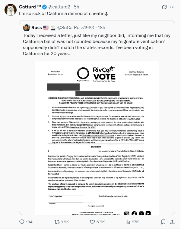 stephen_richer's tweet photo. "They don't check the mail ballot signatures!"

But also:

"They're too strict about mail ballot signatures!" https://t.co/6J3QqbtOKg