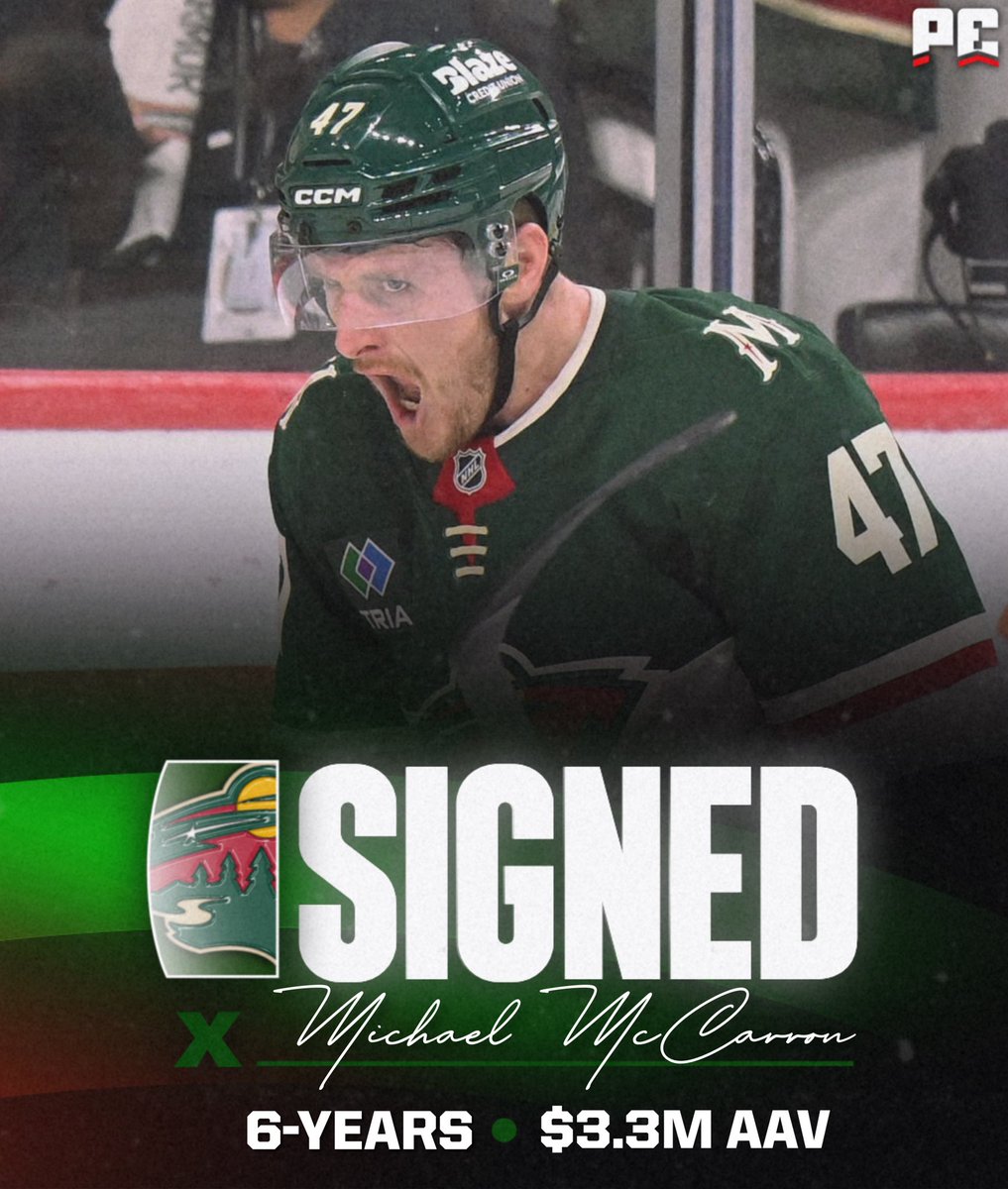 puckempire's tweet photo. The Minnesota Wild have signed forward Michael McCarron to a six-year deal worth $3.3M AAV, per @DhaliwalSports. https://t.co/F9zaR1QEXb