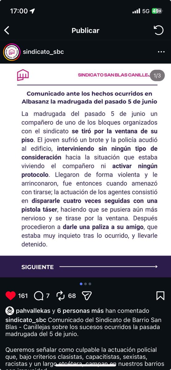 paratcha78's tweet photo. ‼️El Sindicato de Barrio de San Blas denuncia que el suicidio en uno de los bloques del sindicato se produjo tras cinco descargas de taser por parte de la policía. El vecino se tiró luego por la ventana. https://t.co/l39clec5r4