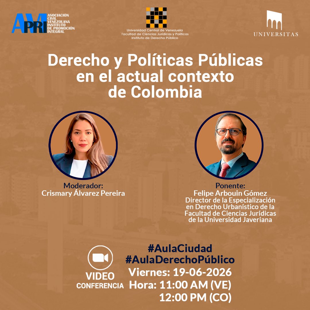 escapementirk3's tweet photo. Derecho y Políticas Públicas en el actual contexto de Colombia

VC el #19Junio a las 11:00 AM VE -12:00 PM CO

Regístrate aquí ↪ https://t.co/FnOnSwVaGr

Ponente:
@farbouin

Modera:
@CrismaryAlvarez

Organizan:
@AVIPRIVenezuela
@idpUCV
Universitas

¡Te esperamos! https://t.co/NDkAVKfEXb