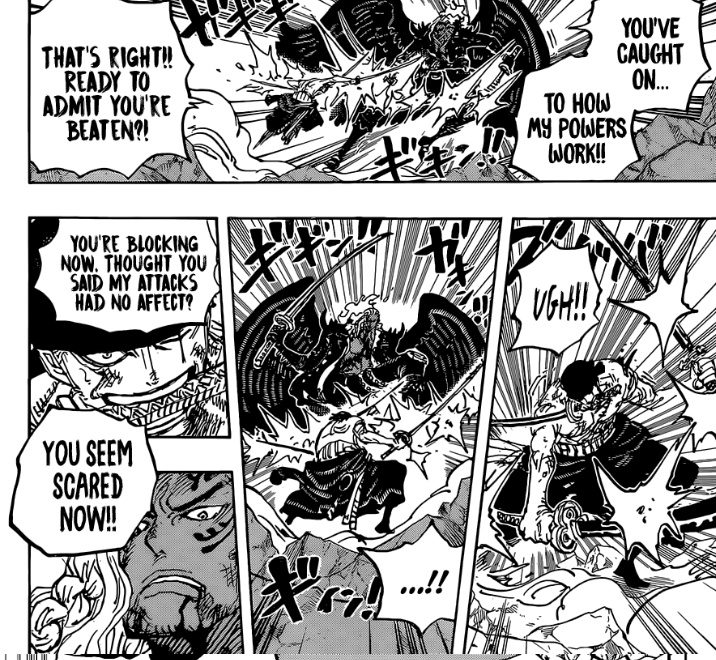 ofdaCorner's tweet photo. @johsblog And also
• Kat’s Haki = G4.
• G4 did not do any damage to Base Kaido.
• Zoro on the rooftop cut Dragon Kaido using regular Haki.
• The same Zoro was not able to damage Flame-on King using Haki flow and ACoC, but only Flame-off.
• King literally is stronger character. https://t.co/kWekSDcuun