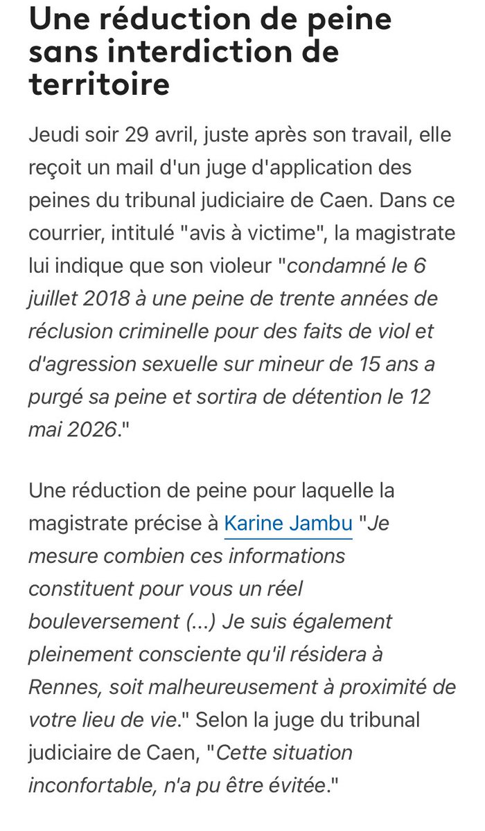 BMoon_bee's tweet photo. Le problème c’est le cumul des peines qui a permis par exemple à un violeur en série condamné à 30 ans de prison en 2018 de sortir au bout de 8 ans et s’installer en 2025 près d’une de ses victime ! 

Il a fait 20 victimes et l’Etat a été condamné 5 fois dans cette affaire  !!! https://t.co/aXVeTVSeQ5