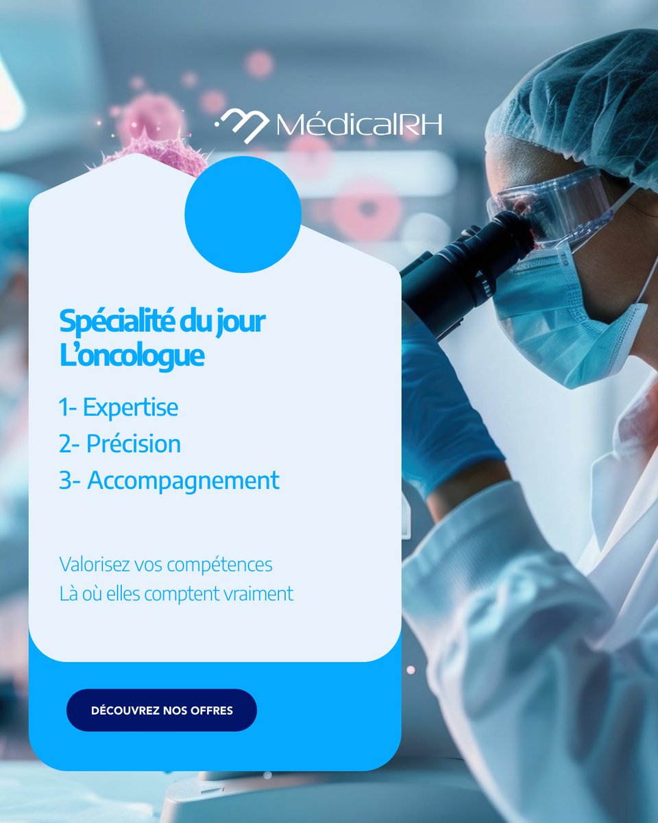 MedicalRHJob's tweet photo. ➡️ Votre expertise d’Oncologue peut changer un destin dès votre prochaine mission avec Médical RH

Rejoignez des équipes dynamiques et accompagnez les patients dans les moments les plus importants.  

Trouvez votre mission ici 👉 https://t.co/0yVX6FqHyx  

#interimmedical https://t.co/M2S4QNkpKe