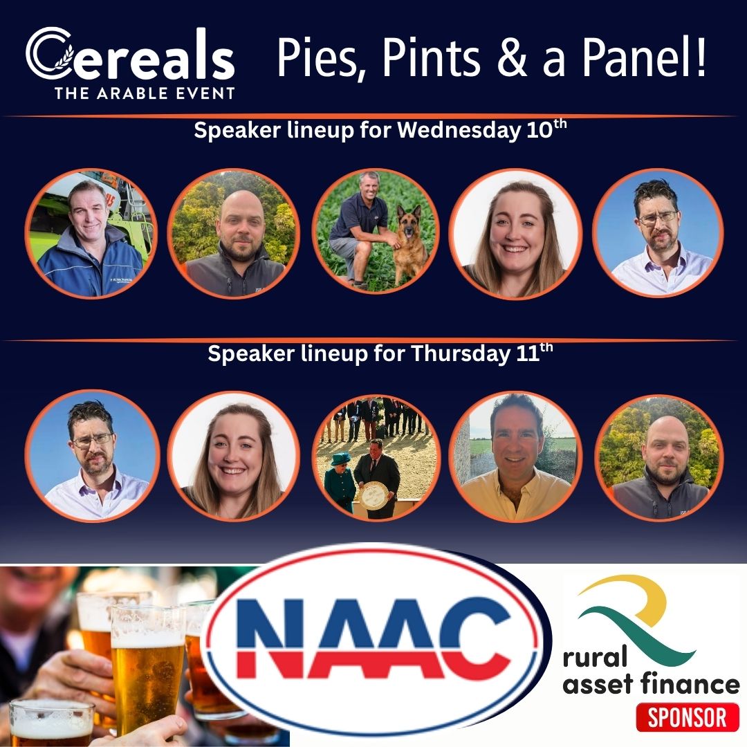 TheNAAC's tweet photo. 𝐍𝐀𝐀𝐂 𝐏𝐢𝐞𝐬, 𝐏𝐢𝐧𝐭𝐬 &amp; 𝐚 𝐏𝐚𝐧𝐞𝐥 on Weds 10th June at 1 pm. You are warmly invited to hear from our Award-winning Contractors, Andrew Ward of #WardysWaffle &amp; Georgina from @scinsites. (12.30 - 2.30 pm Food &amp; Bar) #Cereals2026  #Agriculture 🥧🍺🎙️ https://t.co/jLALC6bMtQ