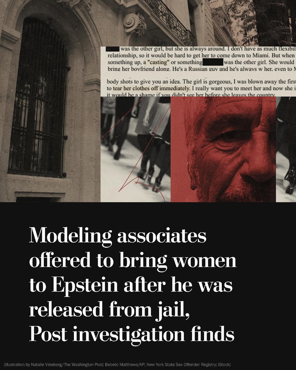 washingtonpost's tweet photo. A Post investigation reveals how Jeffrey Epstein cultivated a network of lesser-known associates who offered to bring women into his orbit in the years after he was released from jail.

Read the full story here: https://t.co/ChKOoWDMyc https://t.co/2e0AGdryHY