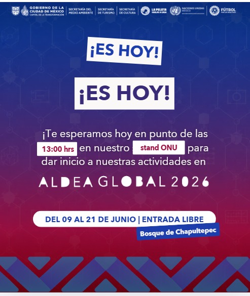 ONUMX's tweet photo. ⚡🌍 ¡Hoy comienza, arrancamos!
La ONU te espera en #AldeaGlobal2026 ⚽💚
🎨 Talleres
🎯 Portería ODS
🖌️ Mural interactivo
📍 Chapultepec (Puerta de Leones)
🎟️ Gratis
👉https://t.co/kvlRNC5nHo
¡Ven a anotar un gol por el futuro! 🌱 https://t.co/5IgGvN0hYz