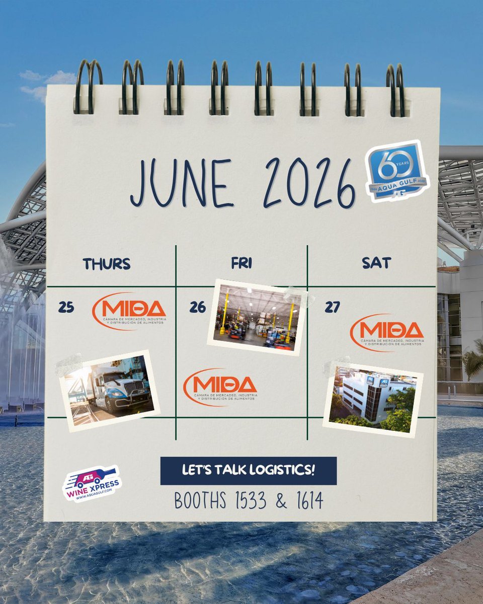 aquagulf's tweet photo. From warehousing &amp; trucking to tailored supply chain expertise, Aqua Gulf has a solution. Stop by MIDA booths 1533 &amp; 1614 June 25th-27th to learn how our team of logistics experts can handle your cargo to and through the Caribbean!

#MIDACFS2026 #MIDAPR #AGfamily #AGlovesPR https://t.co/jXhjU8i6fg