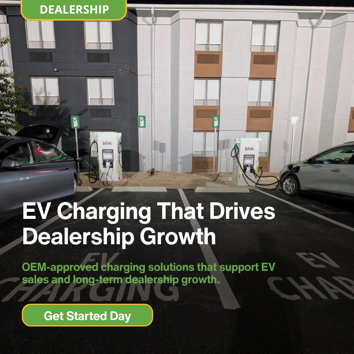 BlinkCharging's tweet photo. EV buyers expect charging solutions, not just vehicles.

Dealerships that provide charging infrastructure can create a stronger ownership experience from day one.

With Blink Charging, dealerships can support customers before, during, and after the sale.

Infrastructure for the dealership:
• Level 2 charging for delivery bays and lot charging
• DC fast charging for service departments and vehicle turnaround
• Networked charging management for operational visibility
Charging for the customer:
• The Series 4 Level 2 home charger gives EV buyers a reliable home charging solution they can install easily after purchase.

Combined with Blink’s installation support, monitoring tools, and maintenance services, dealerships can deploy charging with confidence.

EV charging doesn’t have to be complicated.

Connect with Blink Charging to discuss how your dealership can get started. https://t.co/yEeh4GGTH3

#EVSales #AutoRetail #DealershipStrategy #EVCharging