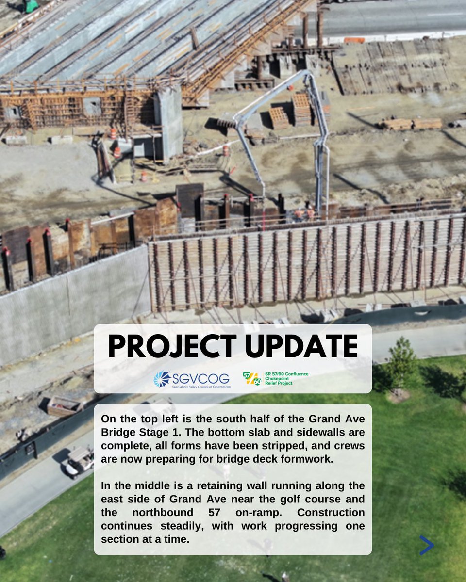 5760Project's tweet photo. Crews are making serious headway at the @5760Project—tackling everything from critical roadway barrier construction to major concrete pours for the new Grand Ave. Bridge. Swipe and see the transformation!🚧 https://t.co/nxzWQ3yfSS
