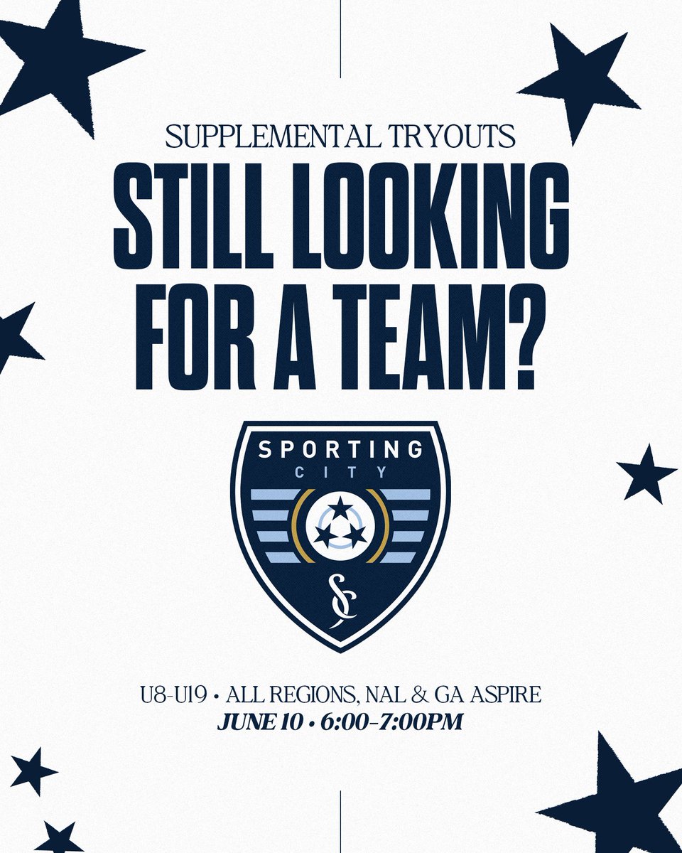 SportingCitySC's tweet photo. Supplemental Tryouts are happening June 10!

Register today — we’ll see you on the field.

🔗 https://t.co/j0bpqCTQEJ https://t.co/BX1e8XWulb