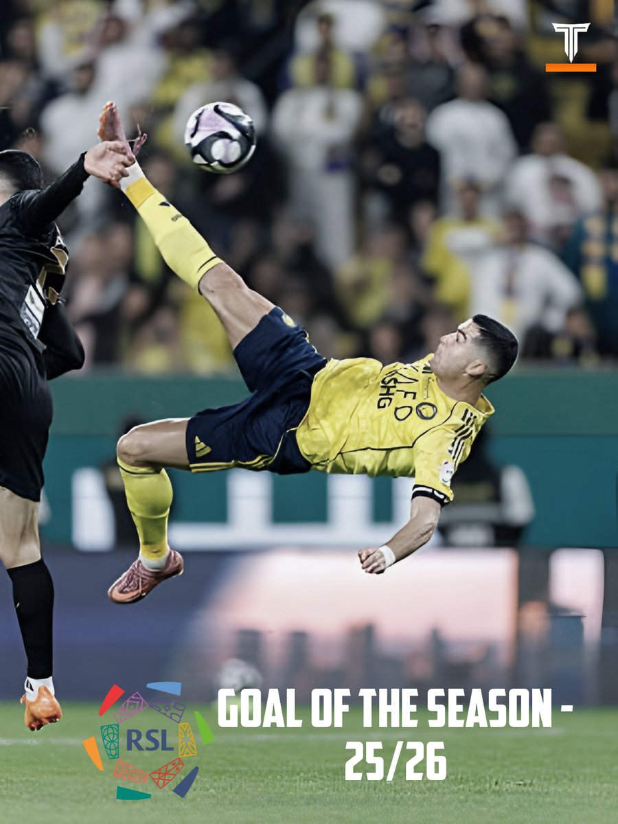 TouchmineX's tweet photo. 🚨🚨𝗕𝗥𝗘𝗔𝗞𝗜𝗡𝗚: Cristiano Ronaldo has won Saudi Pro League GOAL OF THE SEASON for his Spectacular Bicycle-kick goal against Al-Khaleej. 🐐🤯 https://t.co/GTY7MJHR7F